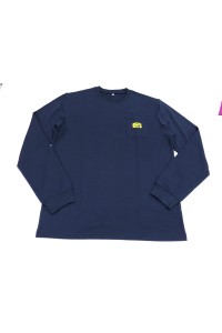 訂製藍色 寶藍色圓領T恤     設計黃色繡花logo    T恤供應商   T恤專門店  澳門 海洋花園     工廠 管理處 T1112